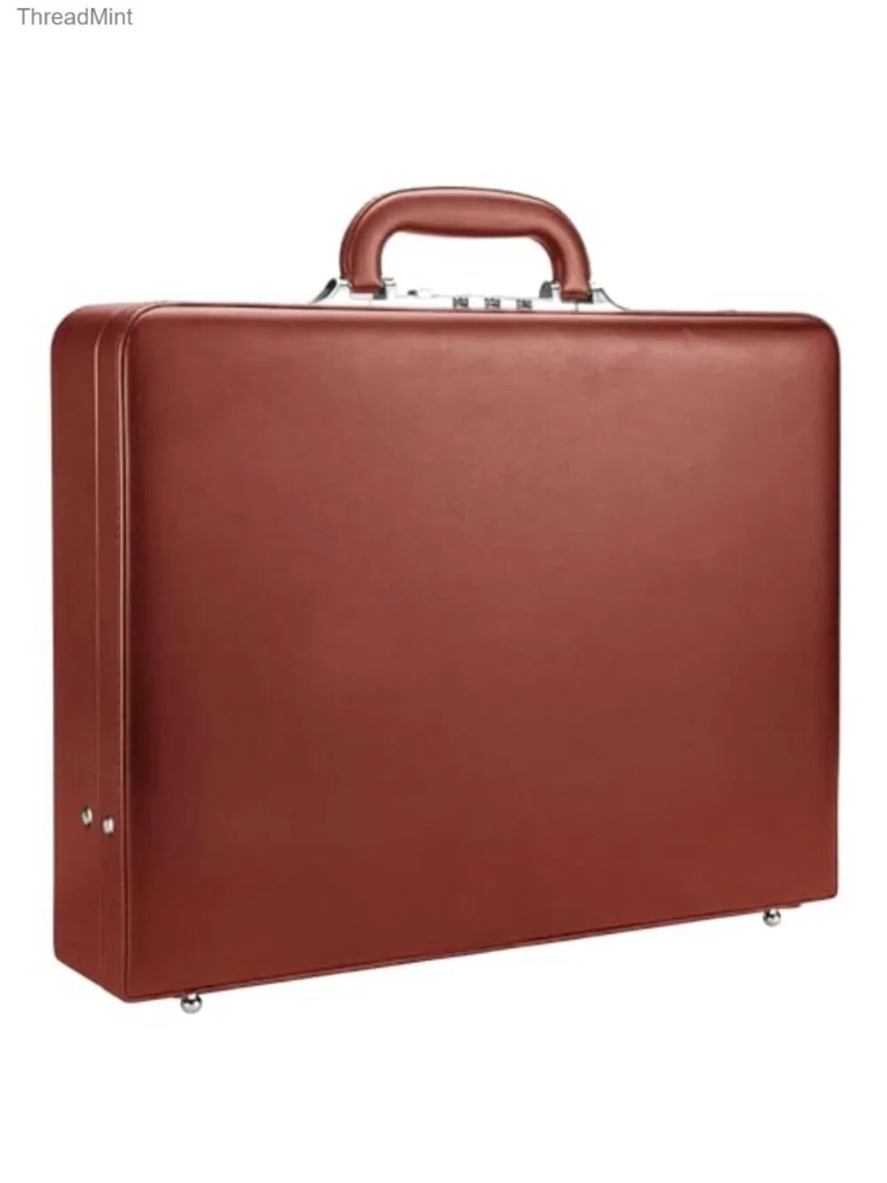 Men's Leather Briefcase with Combination Lock Hard Shell Laptop Attache